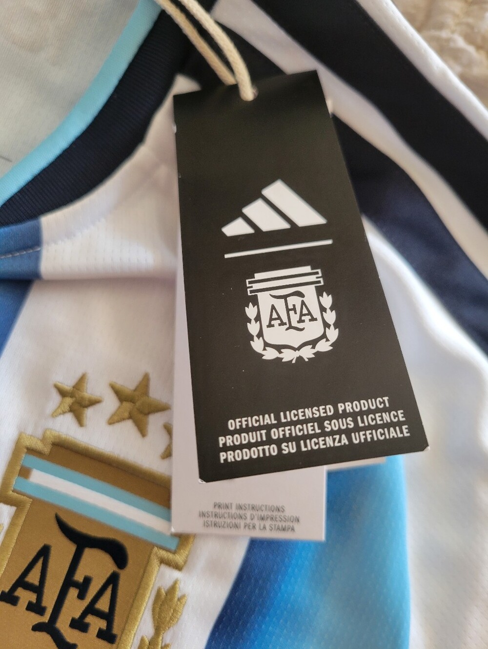 NWT Adidas Argentina 3-Star 2022 World Cup Champions Jersey Men's Size M - Picture 5 of 11